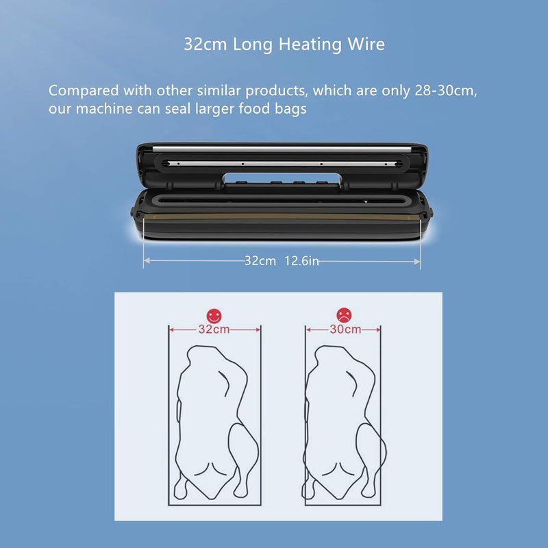 Vacuum Sealer Machine, Food Saver Vacuum Sealer Machine, Seal A Meal Vacuum Sealer Machine, Automatic Dry & Moist Food Modes, Waterproof/Easy to Clean/Portable Design, 15 Sealing Bags Included