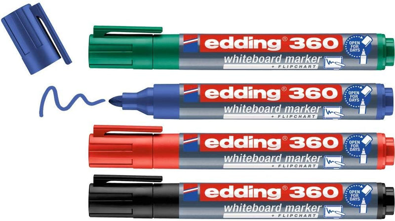 edding 360 Boardmarker Bullet Tip Pack of 4 - Assorted, Medium