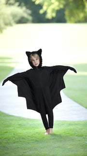 Sweet seven Bat Costume for Kids - Halloween Vampire Bat Hoodie Jumpsuit with Gloves, Cosplay Party Bodysuit Role Play M Size is Suitable for 78 Years Old, 115125cm