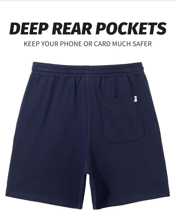 Men's Athletic Gym Shorts with Zipper Pockets 5.5" Elastic Waist Casual Cotton Sweat Short Pants for Pajama Jogger Sport