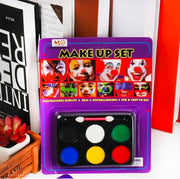 Face Paint Palette Set - 6 Vibrant Classic Colors with Double-Ended Applicator Brush, Hypoallergenic Non-Toxic Body Makeup Kit for Halloween, Cosplay, Parties, Festivals & Fancy Dress