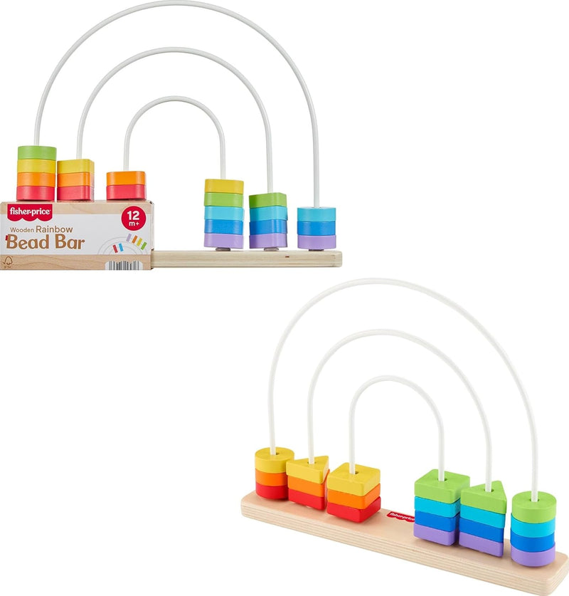 Fisher-Price Baby & Toddler Toy Wooden Stack & Sort Animals, 10 Wood Pieces for Developmental Play Ages 1+ Years - Wooden - Rainbow Bead