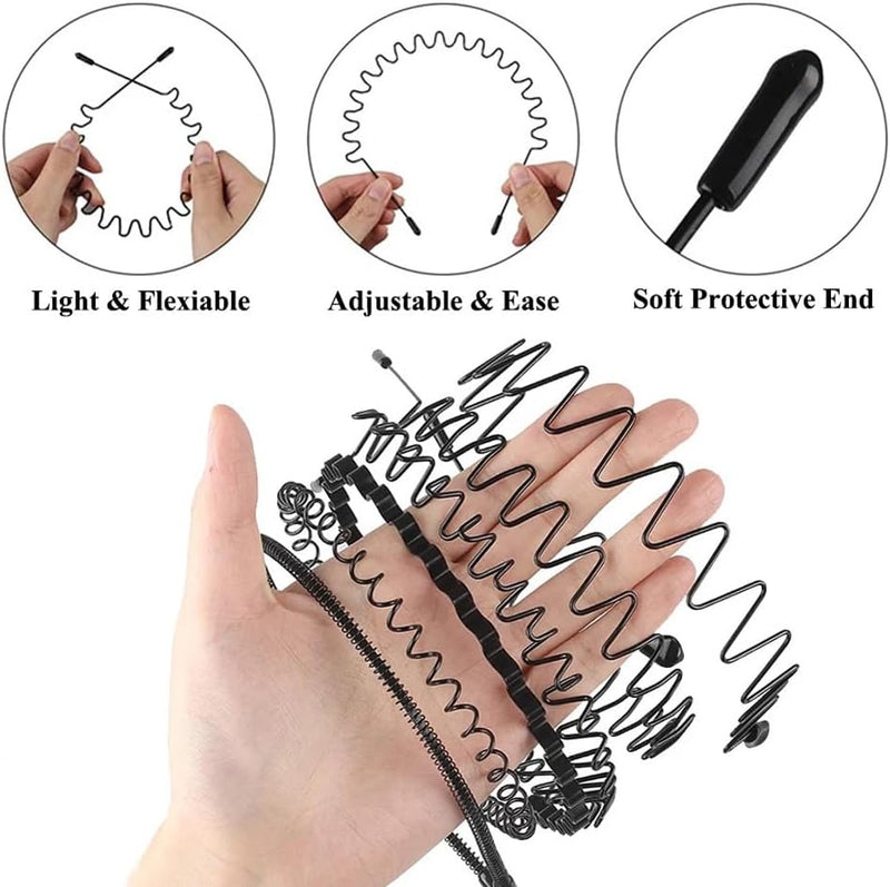 Shining Diva Fashion 6 Pcs Combo Hair Band for Men Boys Women Girls Kids Black Metal Hairband Headbands Sports Yoga Face Wash Facial Hair Accessories (15905HB)