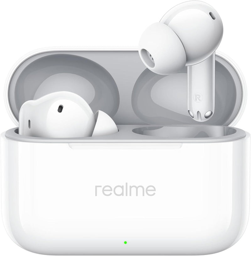realme Buds T200 Lite Bluetooth Earbuds 48H Playback, AI ENC, Fast Charging, Gaming Mode, Google Fast Pair, IPX4, with Mic (Storm Grey) - Snowy White