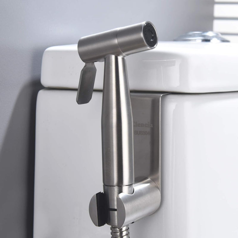Tecmolog Cloth Diaper Sprayer Shattaf Stainless Steel Hand Held Sprayer Bathroom Black Bidet Sprayer Head for Toilet, WS024C