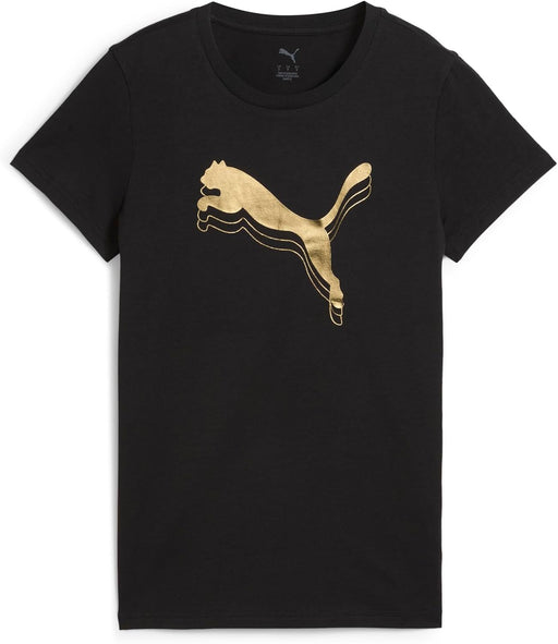 womens ESS METALLIC Tee Sportstyle Core - Black-Metallic Gold