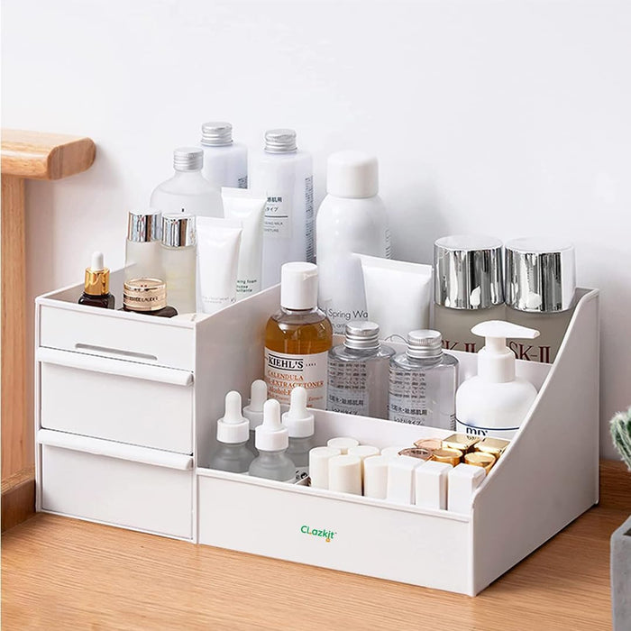 Clazkit Cosmetic Organizer Box Drawers Storage Plastic Stationary Box | Make Up Organiser For Women