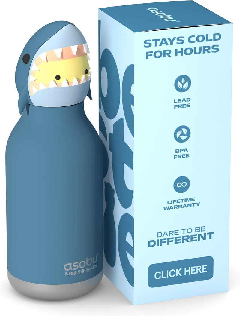 Bestie Giraffe Kids Water Bottle, 16oz/460ml Stainless Steel - HURLEY THE SHARK