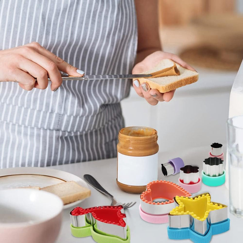 FineGood 32 Pcs Sandwich Cutter Set, Sandwich Cutter and Sealer Cookie Cutters Vegetable Fruit Cutters Shapes for Kids with Food Picks Brush