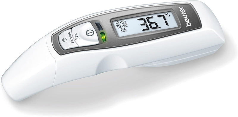 Beurer FT 58 In-Ear Thermometer Infrared Technology Fever Indicator with Smileys Object & Room Temperature Measurement 10 Memory Locations Includes 10 Protective Caps - Single