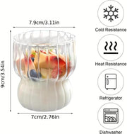 1CHASE Ribbed Drinking Glasses with Straws 320 ML (Set of 4), Ripple Borosilicate Glassware, Mixed Drinkware Sets, Drinking Glasses for Juice, Beer, Iced Coffee, Tea and Cocktails (11 oz)
