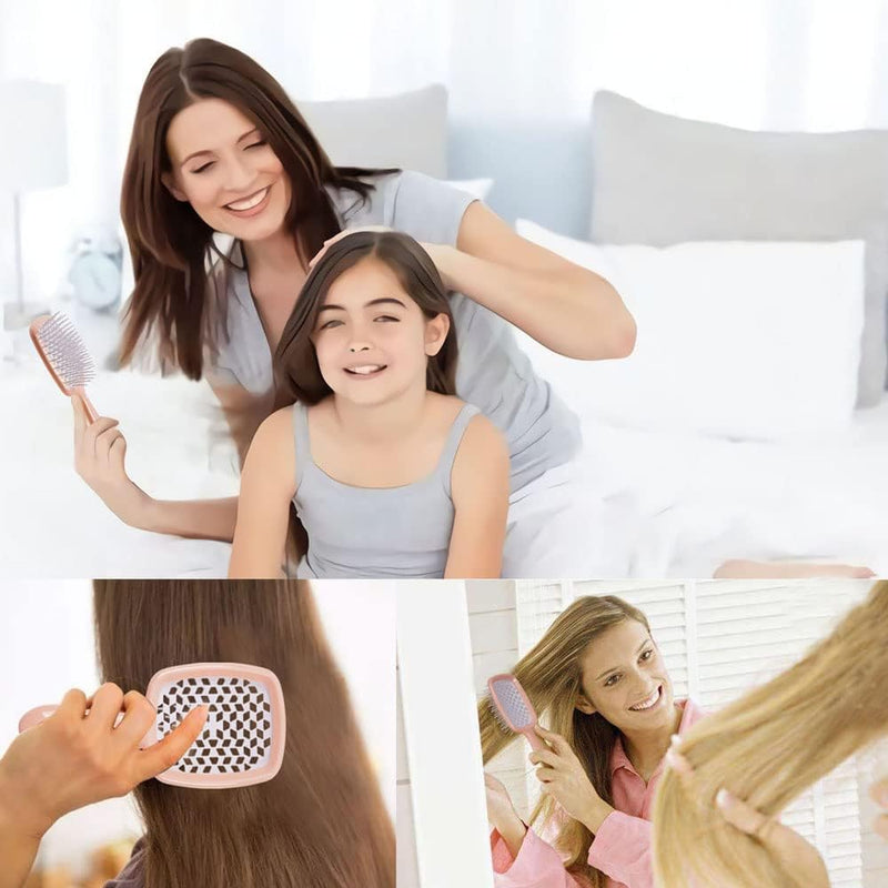 Detangling Hair Brush Hollow out Massage Ventilation Styling Comb for Curly Wet Thick and Tangled Hair(Orange&White)
