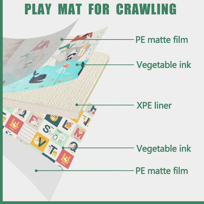 AM ANNA Baby Floor Play Mat, 0.6 in Thicker Reversible Foldable Baby Play Mat,Extra Large Play Mat for Baby Waterproof Non Toxic Anti-Slip Reversible Foam Playmat for Baby Toddlers Kids(79"x71")