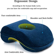 WOWSEA Soft Nap Donut Pillow, Ergonomic Memory Cotton Wedge Pillow for Sleeping, Slow Rebound Desk Nap Pillow (Slightly Hard) for Slender Ladies & Teenagers, Comfortable Washable Velvet Cover