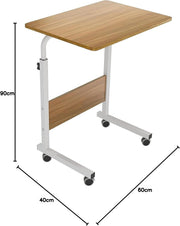 Bedside Laptop Table Height Adjustable Desks Laptop Support Standing Desk,with Wooden Tabletop and Roller Adjustable Bedside Sofa Cart Tray,Computer Dinner Coffee Table Cart(Black 6040cm) - Adjustable bedside table