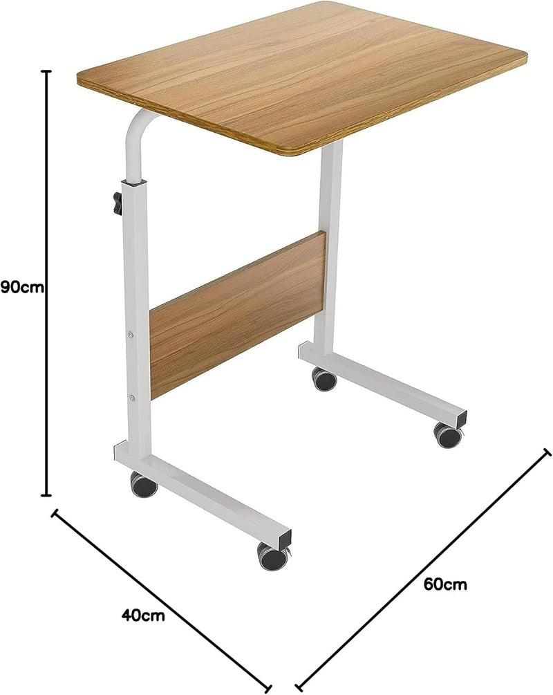 Bedside Laptop Table Height Adjustable Desks Laptop Support Standing Desk,with Wooden Tabletop and Roller Adjustable Bedside Sofa Cart Tray,Computer Dinner Coffee Table Cart(Black 6040cm) - Adjustable bedside table