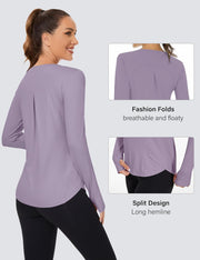 Rapbin Women's UPF 50+ Sun Protection T-Shirts Long Sleeve Boat Neck Workout Lightweight Quick Dry Top with Thumb Hole