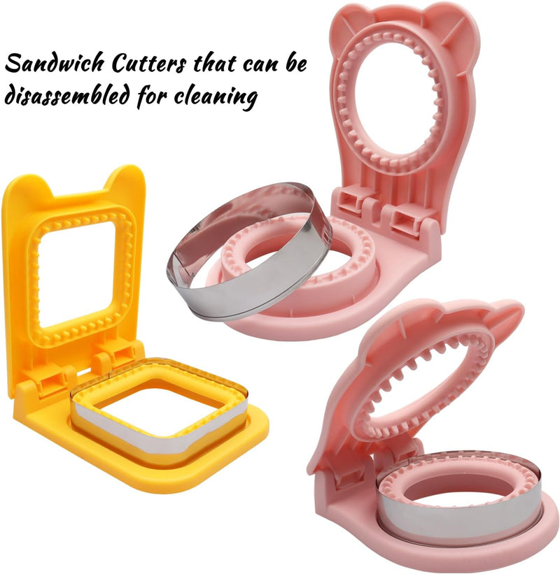 2pcs Sandwich Cutter and Sealer for Kids, 2Pcs Uncrustable Sandwich Maker and Decruster set,DIY Decruster Pocket Sandwiches, Great for Breakfast Sandwich Maker, Lunchbox and Bento Box