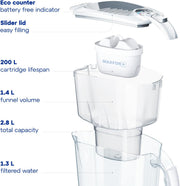 AQUAPHOR Amethyst Water Filter Jug with 1 X MAXFOR+ Filter 200L - Capacity 2.8L - White - 1x Maxfor+ Cartridge White