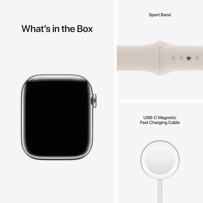 Apple Watch Series 7 (GPS + Cellular, 45mm) Smart watch - Graphite Stainless Steel Case with Midnight Sport Band - Regular. Fitness Tracker, Blood Oxygen & ECG Apps, Water Resistant (Renewed)