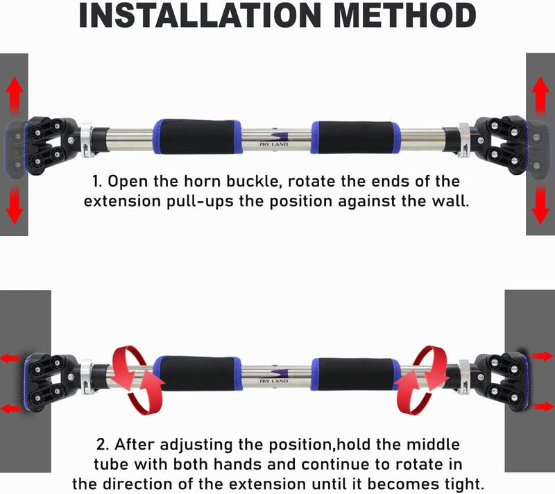 SKY LAND Adjustable Doorway Pull Up Bar & Chin Up Bar for Home Gym Upper Body Workout Equipment with Locking Mechanism, Anti-Slip Grip & Easy Installation EM-1866 (92124cm)