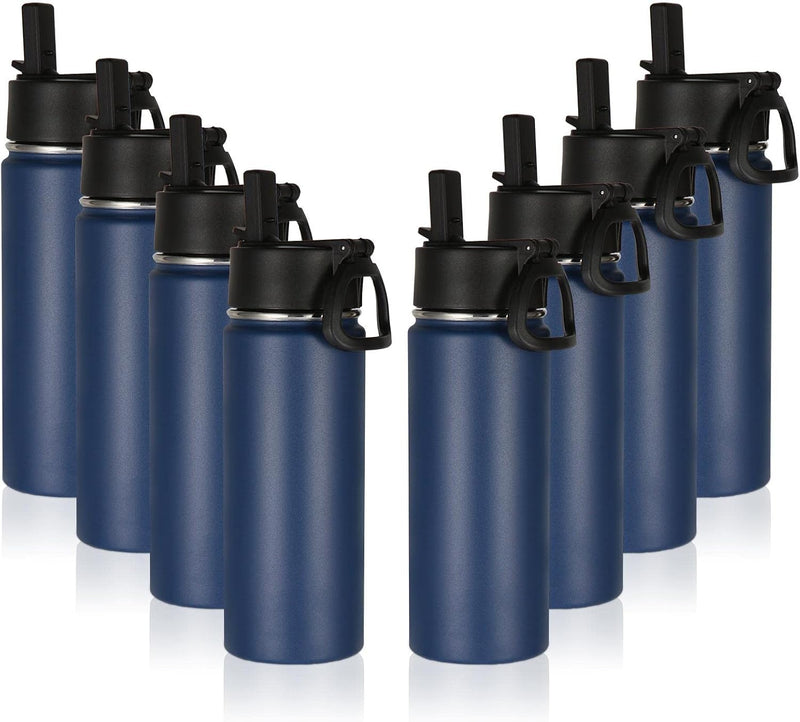 18oz Kids Insulated Water Bottle,Stainless Steel Water Bottles with Straw Lid,Wide Mouth Reusable Metal Sports Water Flask,Double Wall Vacuum Travel Cups For Cold Drink(Dark Night,1 Set) - Navy 8