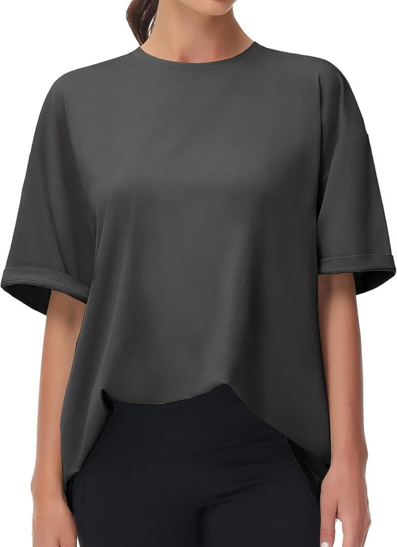 THE GYM PEOPLE Women's Casual Oversized T-Shirts Summer Crewneck Short Sleeve Workout Basic Tee Tops
