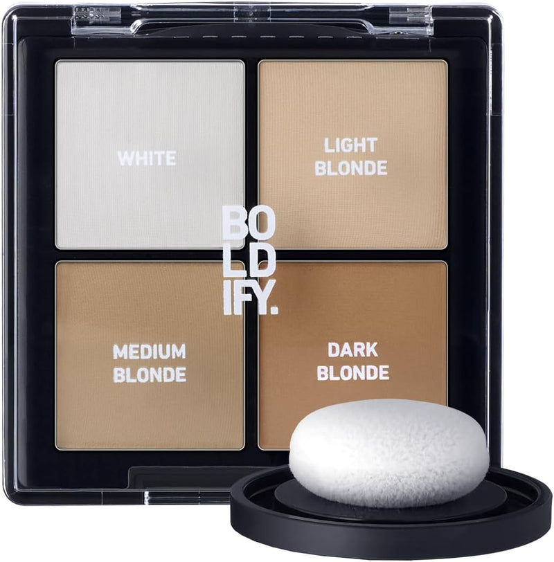 BOLDIFY Hairline Powder, Instantly Conceals Hair Loss and Fills In Receding Hairlines, and Wide Parts, Stain-Proof 48 Hour Formula for Hair & Beard, Root Concealer & Gray Hair Coverage (Medium Brown) - Lighter Blondes