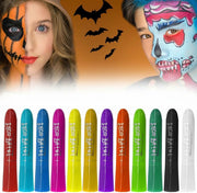 KASTWAVE Face Paint Crayons, 12 Colors Face Paints for Children Halloween Make Up Set, Washable Make Up Set Body Painting for Boys Girls, Non-Toxic, Party Cosplay Face Paint Crayons for Ages 3+