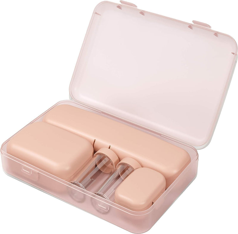 4basix Travel Kit Containers, Containers for Toiletries, Cream Jars and Make Up Compartments (Pink)