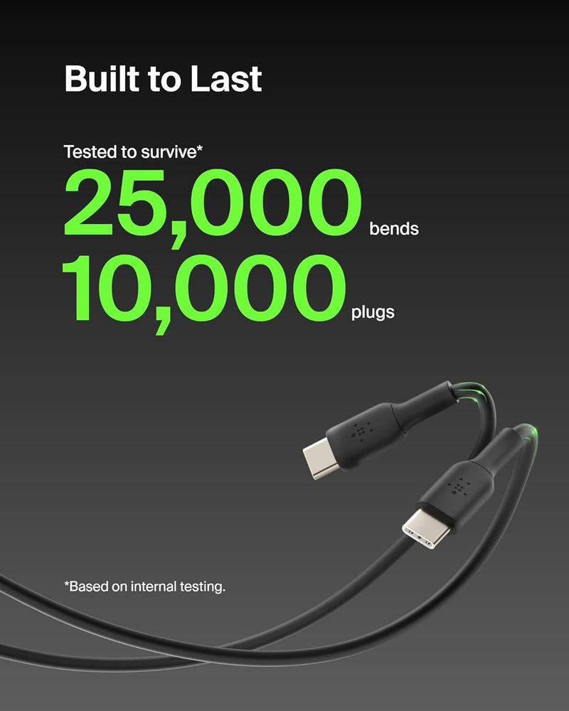 Belkin BoostCharge USB-C to USB-C fast charger cable, USB type C charger cable fast charging for iPhone 16, 15, Samsung Galaxy S24, S23, Pixel, iPad, MacBook, Nintendo Switch and more - 1m, Black