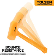 Tolsen 2lb Yellow Dead Blow Mallet, Anti-skid Rubber Handle, Double Face Hammer, Installing Tool Kit, Hand Tools, Soft Durable Grip for Home Improvement, Construction Work