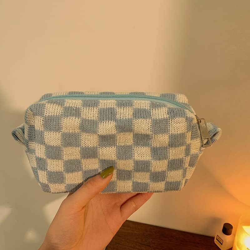XPONNI Small cosmetic bag cute makeup bag y2k accessories aesthetic make up bag y2k purse cosmetic bag for purse, blue