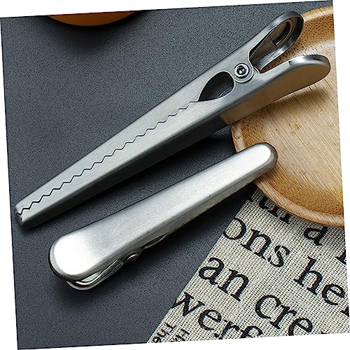STOBOK 10pcs Stainless Steel Alligator Clip Food Storage Bag Clip Potato Chip Bag Clips Hairdresser Clips Household Food Bag Clamps Bag Sealers Clip Metal Duckbill Multipurpose