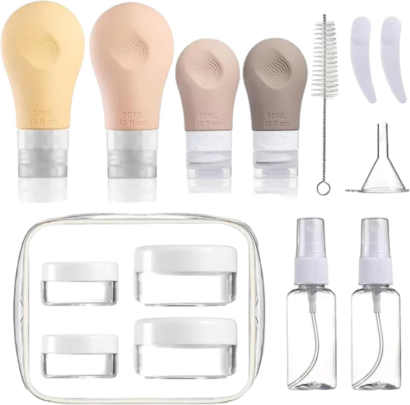 16 Pack Travel Bottles Set - TSA Approved Leak Proof Silicone Squeezable Containers for Toiletries, Conditioner, Shampoo, Lotion & Body Wash (16 pcs/Apricot Pack)