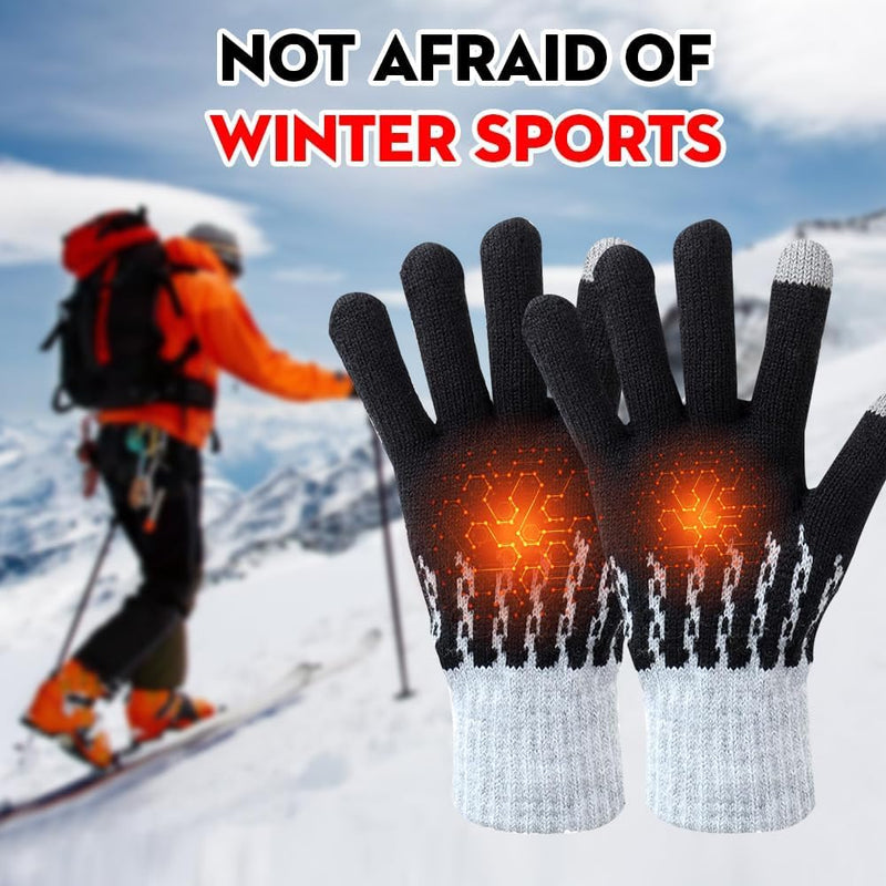 USB Heated Gloves for Men and Women, Double-Sided Heated Gloves with Touch Screen, 3 Temperature Levels Adjustable, Full Finger Electric Gloves for Winter Outdoor Activities, Skiing, Office, Sledding