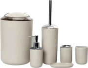 FEELINGS Bathroom Accessories Set 6 Piece Bath Ensemble Includes Soap Dispenser, Toothbrush Holder, Toothbrush Cup, Soap Dish for Decorative Countertop and Housewarming Gift,Large (WHITE) - BEIGE