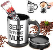 Self Stirring Mug- Reusable Auto Mixing Cup with Travel Lid for Protein Mix, Bulletproof Coffee, Chocolate Milk, Hot Cocoa (GREEN)
