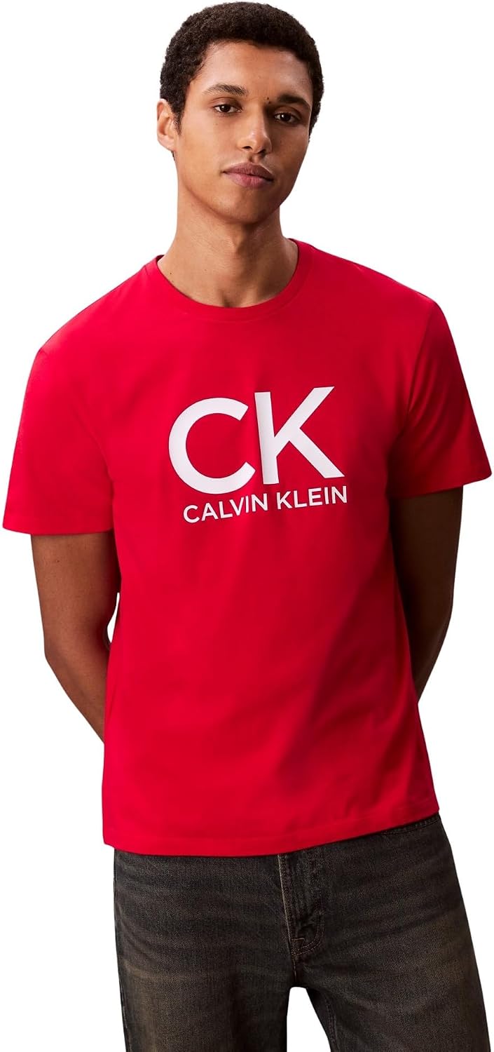 mens Ss 30s Eu Ck Calvin Graphic Tee Lv04rd819g T-Shirts (pack of 1) - Berry Sangria