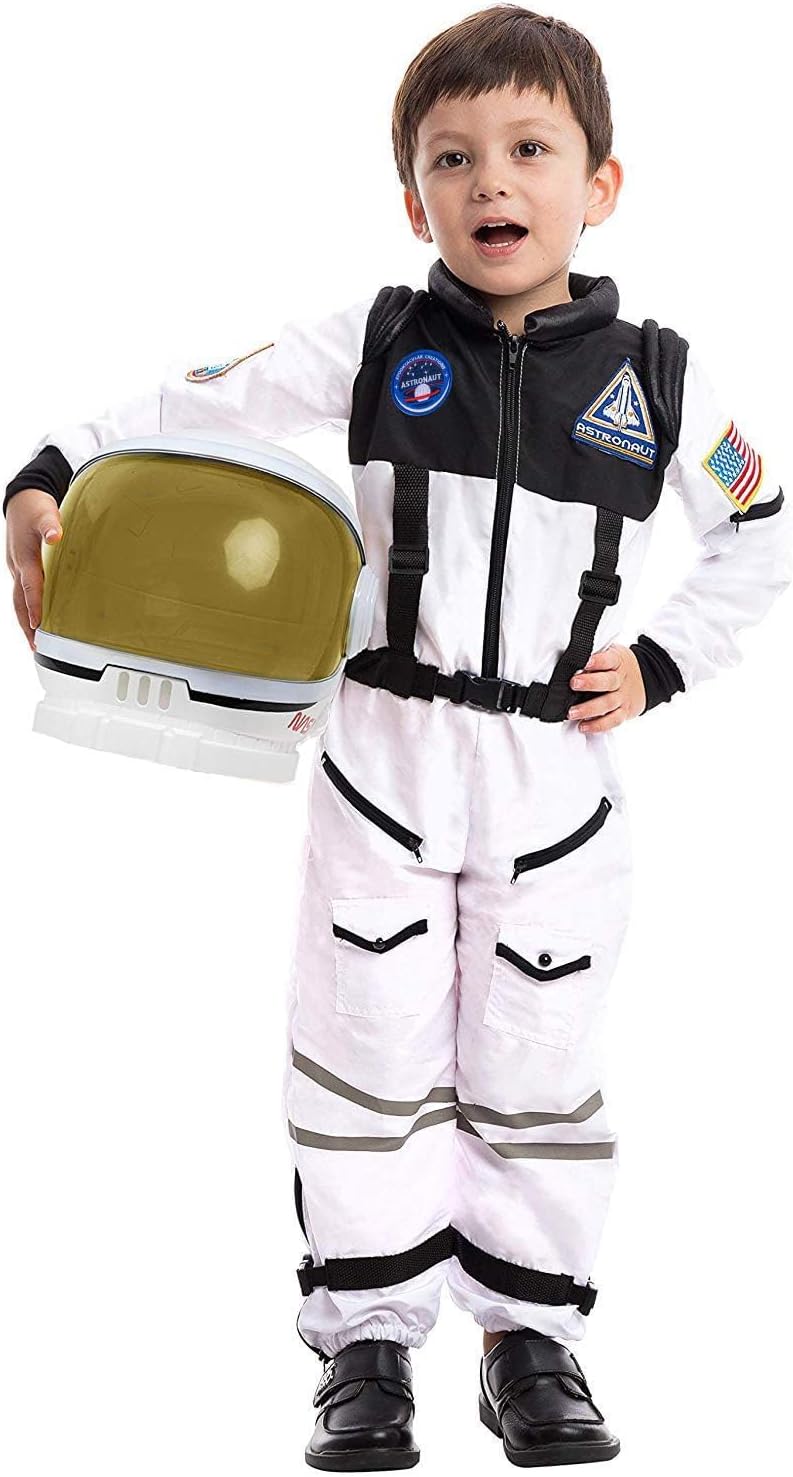 Astronaut NASA Pilot Costume with Movable Visor Helmet for Kids
