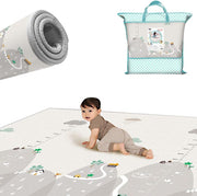 Mumoo Bear Baby Play Mat 200x180cm Extra Thick, Waterproof, Reversible Crawling Mat for Toddlers and Kids, Soft Foam Floor Mat for Indoor Use