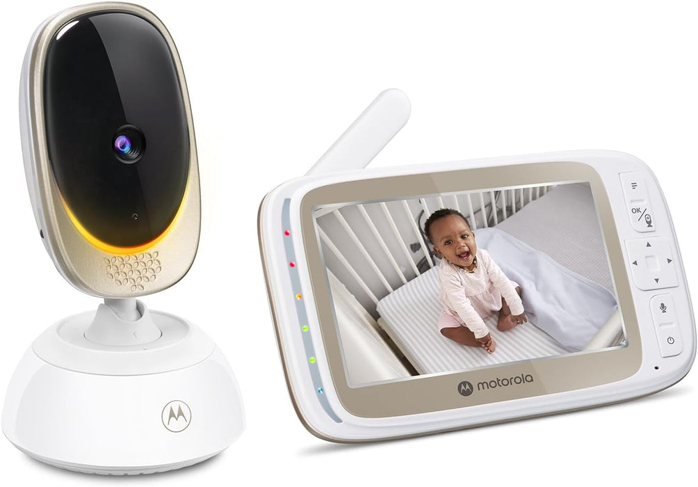 Motorola Nursery Baby 501278604014 Comfort 85 Connect Video Baby Monitor with Pan and Zoom Function, Wi-Fi, 5.0 Inch Colour Display, Infrared Night Vision, 2-Way Audio and Temperature Sensor, White