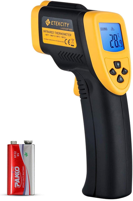 Etekcity Infrared Thermometer 800 (Not For Human) Non-Contact Digital Temperature Gun, 16:1 Dts Ratio, -58 To 1382 (-50 To 750), Yellow And Black - Lasergrip 800