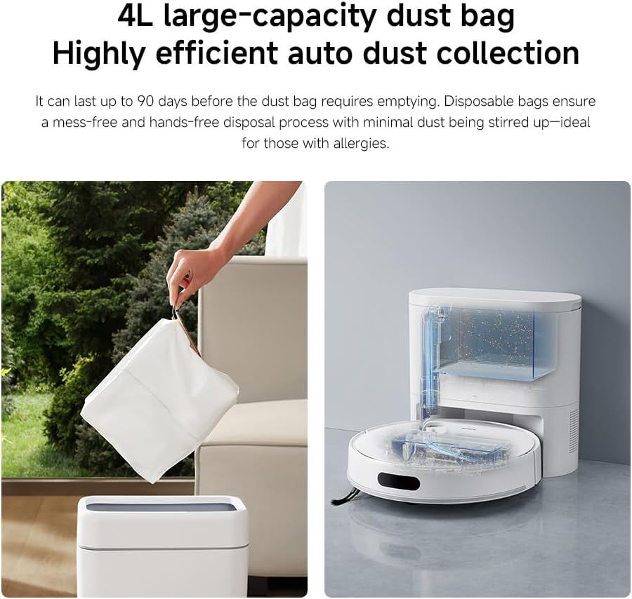 Xiaomi Robot Vacuum H40, 10000Pa powerful suction, LDS Navigation, Smart Mapping, Anti-tangle brush, Auto Dust Emptying, 180min Runtime, Works with Xiaomi Home App, Voice Control – image 5