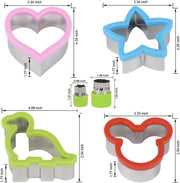 Sandwich Cookie Cutters Set, Dinosaur,Heart,Star,Mouse,Sandwich Knife Cookie Knife Vegetable Cutter Food Grade Cookie Mould.(12Pcs)
