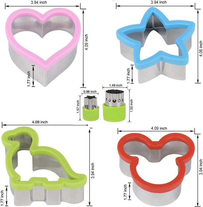 Sandwich Cookie Cutters Set, Dinosaur,Heart,Star,Mouse,Sandwich Knife Cookie Knife Vegetable Cutter Food Grade Cookie Mould.(12Pcs)