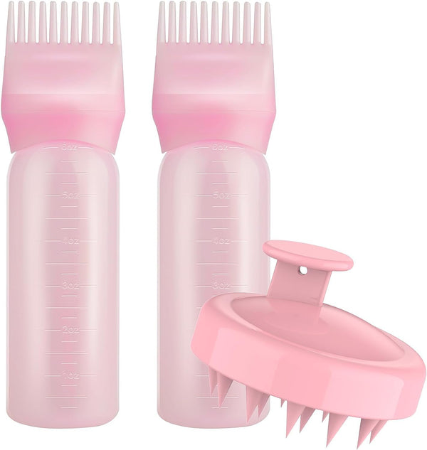 McMola Silicone Scalp Massager Shampoo Brush for Shower, Scalp Scrubber with Soft Bristles for Hair Growth & Dandruff Treatment, Wet Dry Hair Massager for All Hair Types of Women (Pink) - Root Comb Applicator