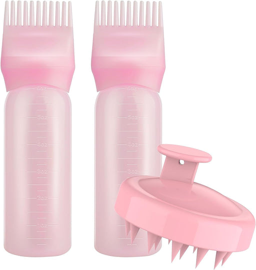 McMola Silicone Scalp Massager Shampoo Brush for Shower, Scalp Scrubber with Soft Bristles for Hair Growth & Dandruff Treatment, Wet Dry Hair Massager for All Hair Types of Women (Pink) - Root Comb Applicator