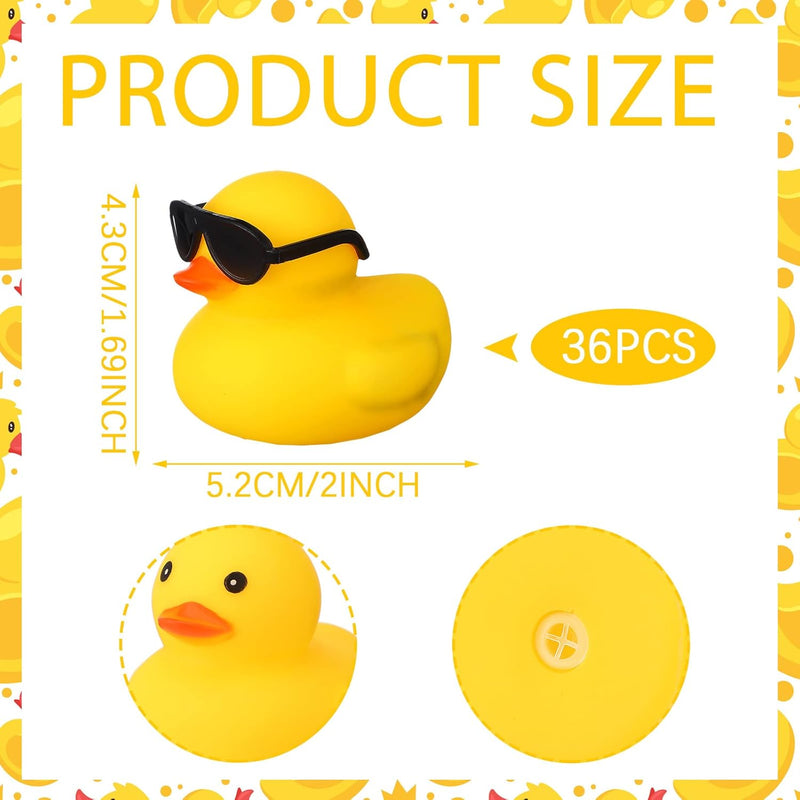 36 Pcs Mini Rubber Ducks Glow in The Dark Rubber Frogs Baby Shower Tiny Rubber Ducks Bulk, Float Bath Toys Bathtub Duckies Mini Frogs for Shower Birthday Party Favors Carnival Gift (Hat Style)