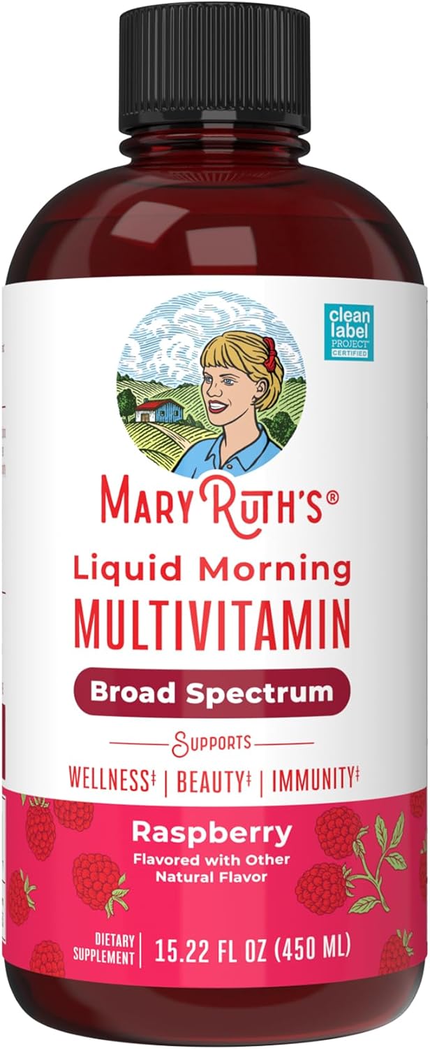 Multivitamin for Women, Men & Kids by MaryRuth's Liquid Morning Multivitamin Mens, Womens Multivitamin Vitamin A C D E B6 B12 Biotin Zinc Beauty Vegan Non-GMO Gluten Free 15 Servings